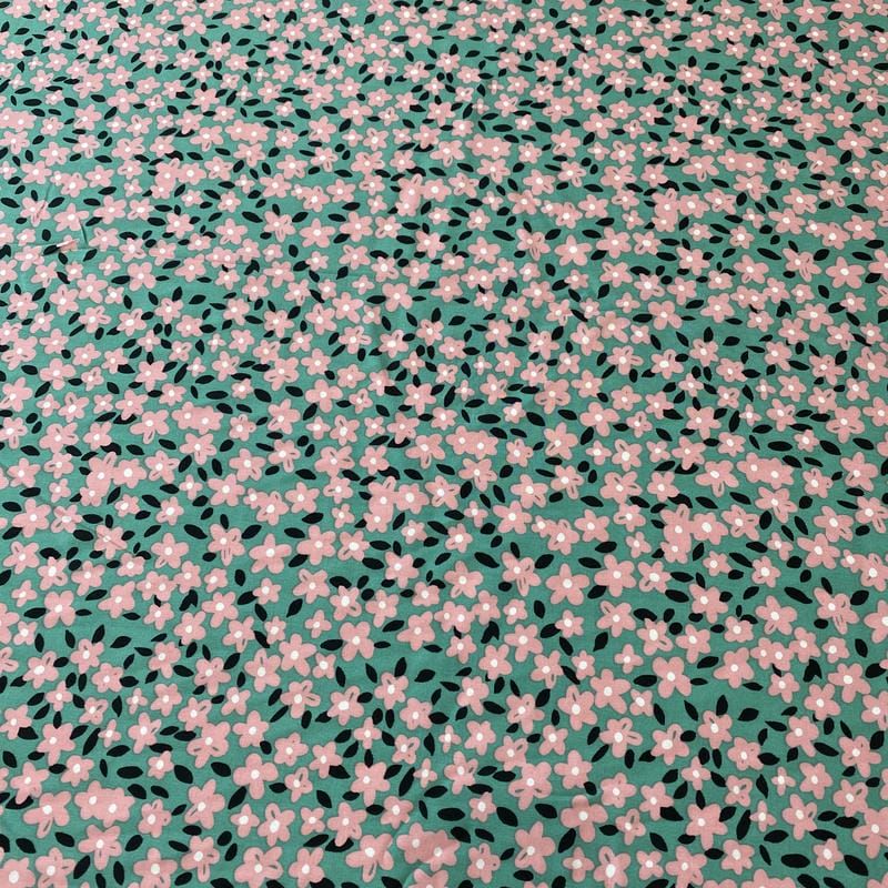 Tecido Viscose Estampada Floral Liberty Rosé Mint • Conexão Tecidos