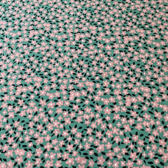 Tecido Viscose Estampada Floral Liberty Rosé Mint • Conexão Tecidos