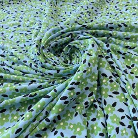 Tecido Viscose Estampada Floral Fresh Verde Sky • Conexão Tecidos 2