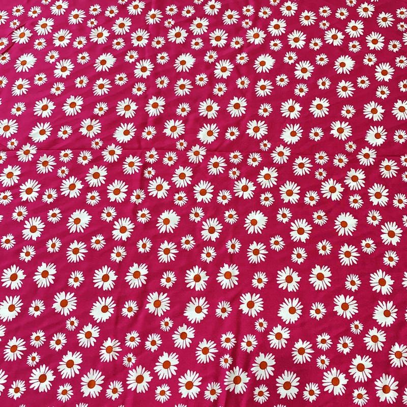 Tecido Viscose Estampada Margarida Pink • Conexão Tecidos
