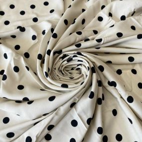 Tecido Viscose Estampada Poá Clássico Doux Crème • Conexão Tecidos