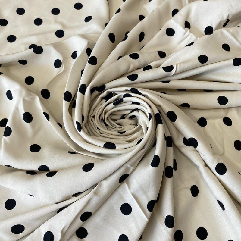 Tecido Viscose Estampada Poá Clássico Doux Crème • Conexão Tecidos