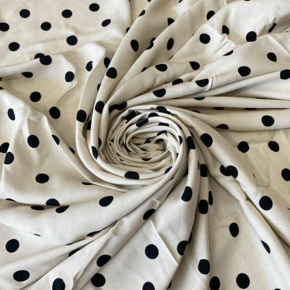 Tecido Viscose Estampada Poá Clássico Doux Crème • Conexão Tecidos