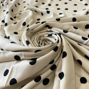 Tecido Viscose Estampada Poá Clássico Doux Crème • Conexão Tecidos 2