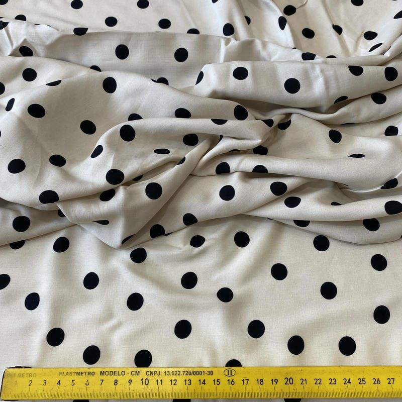 Tecido Viscose Estampada Poá Clássico Doux Crème • Conexão Tecidos