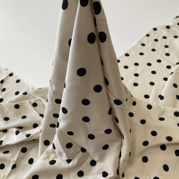 Tecido Viscose Estampada Poá Clássico Doux Crème • Conexão Tecidos