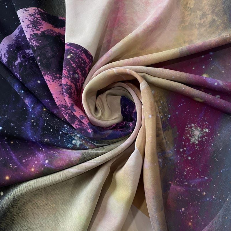 Tecido Crepe de Chine Estampado Galaxy
