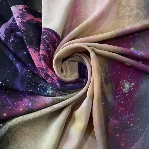 Tecido Crepe de Chine Estampado Galaxy