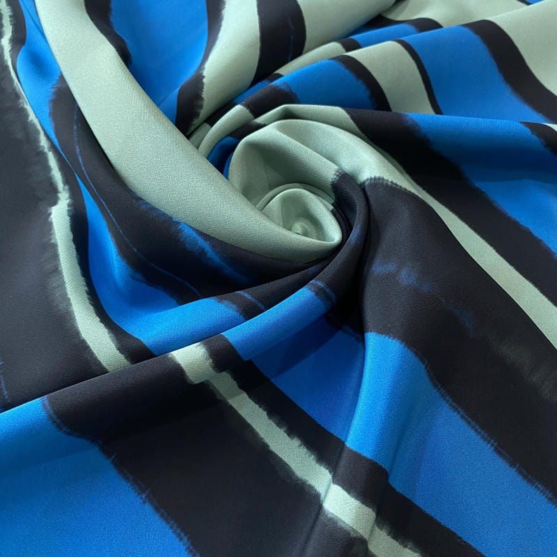 Tecido Crepe de Chine Estampado Ocean Motion • Conexão Tecidos