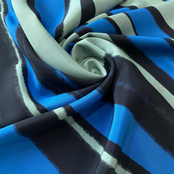 Tecido Crepe de Chine Estampado Ocean Motion • Conexão Tecidos