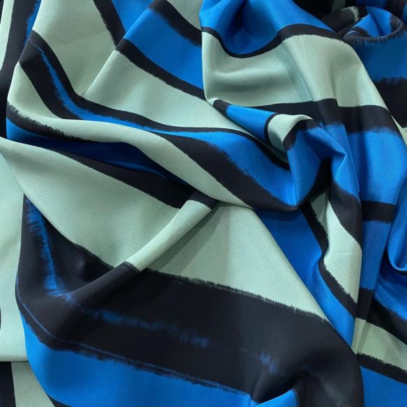 Tecido Crepe de Chine Estampado Ocean Motion • Conexão Tecidos