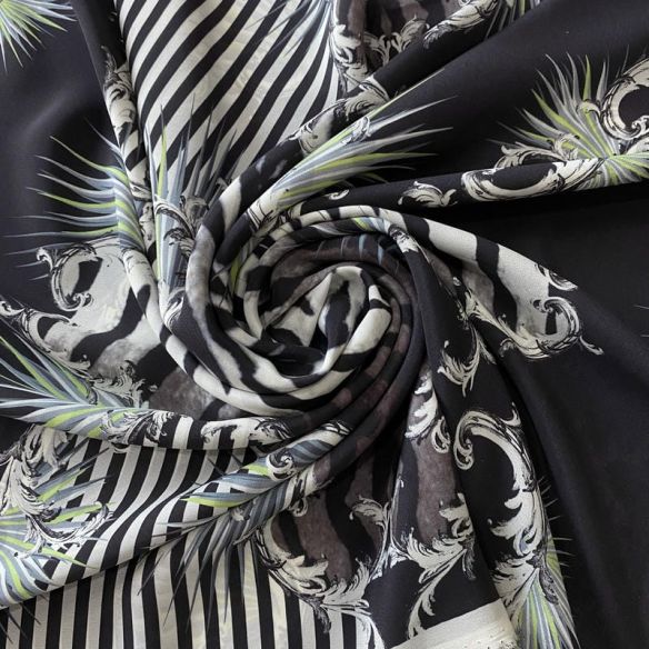 Tecido Crepe de Chine Estampado Baroque Premium • Conexão Tecidos