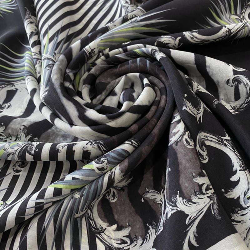 Tecido Crepe de Chine Estampado Baroque Premium • Conexão Tecidos