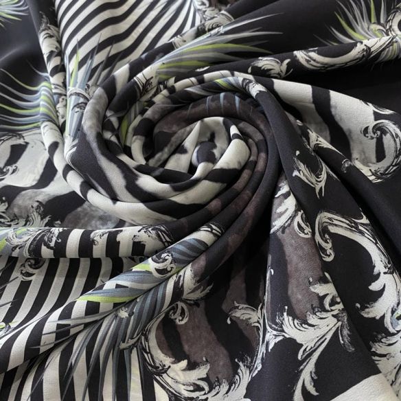 Tecido Crepe de Chine Estampado Baroque Premium • Conexão Tecidos