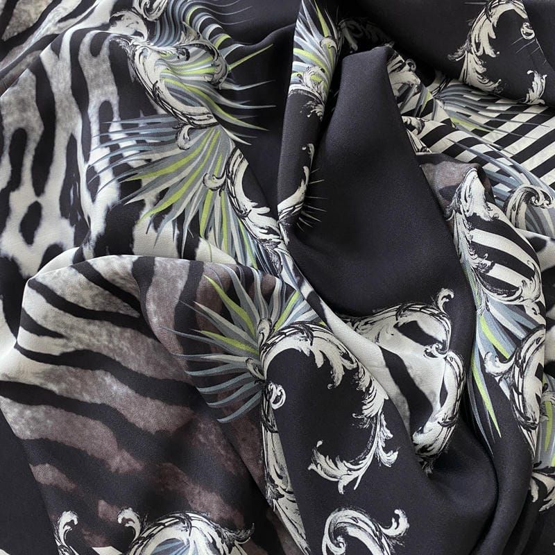 Tecido Crepe de Chine Estampado Baroque Premium • Conexão Tecidos