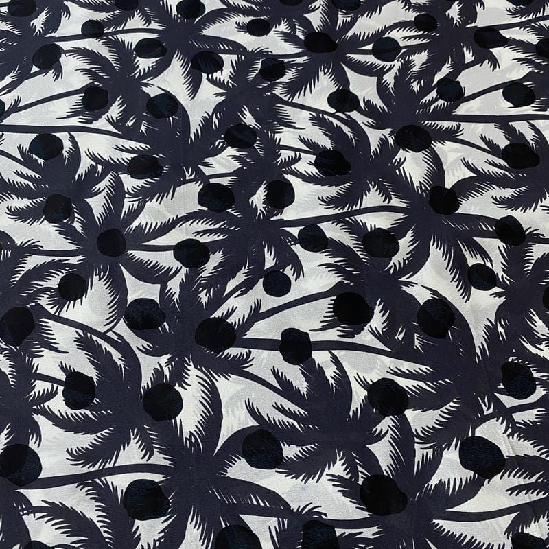 Tecido Crepe de Chine Estampado Palm Beach • Conexão Tecidos