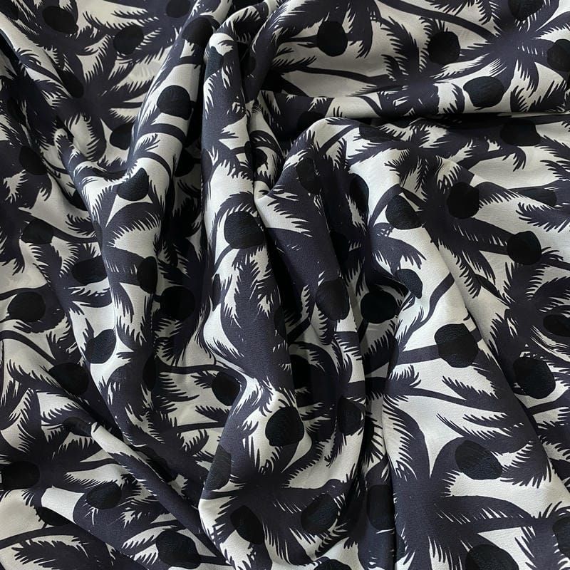 Tecido Crepe de Chine Estampado Palm Beach • Conexão Tecidos