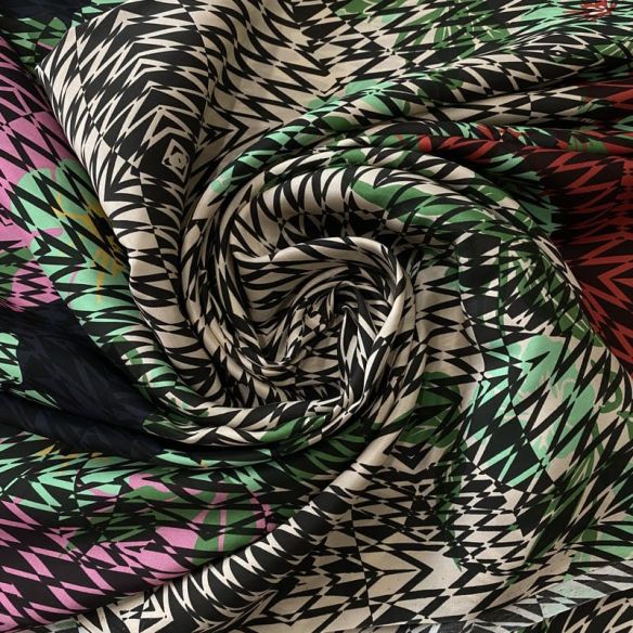Tecido Crepe de Chine Estampado Abstract Fusion • Conexão Tecidos