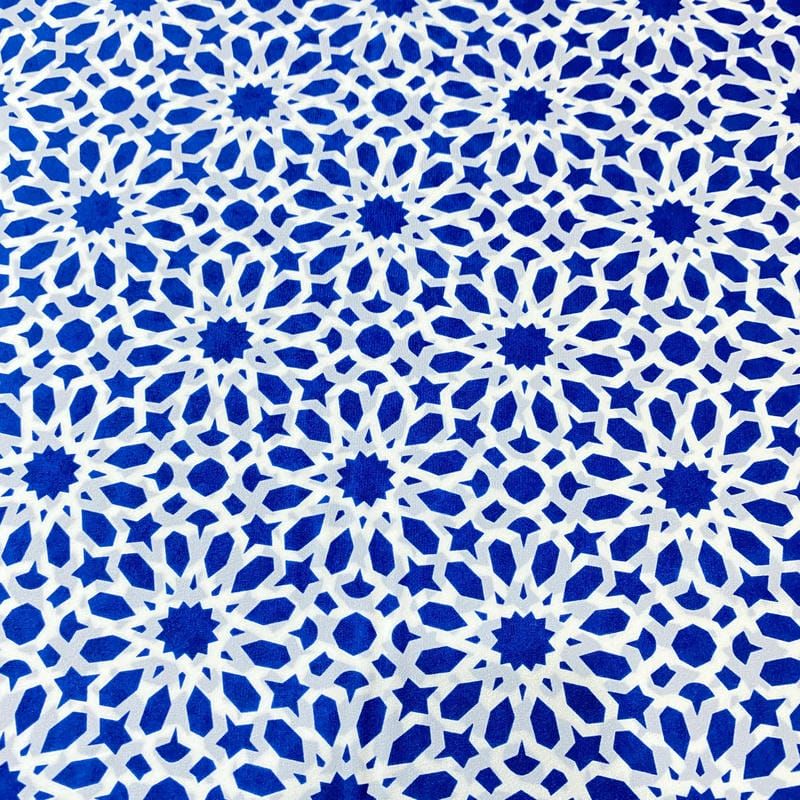Tecido Crepe de Chine Estampado Arabesco Royal Tile • Conexão Tecidos