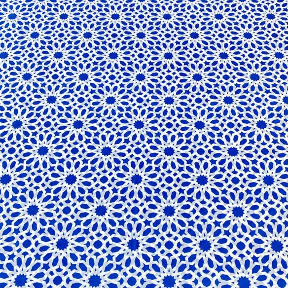 Tecido Crepe de Chine Estampado Arabesco Royal Tile • Conexão Tecidos
