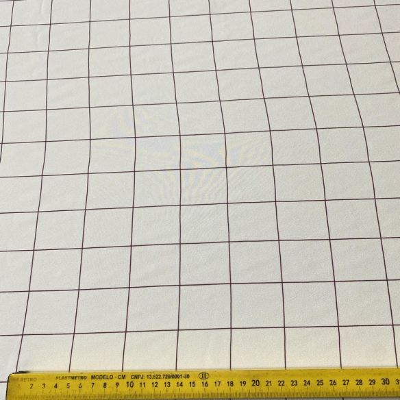 Tecido Crepe de Chine Estampado Grid Minimal Wine • Conexão Tecidos