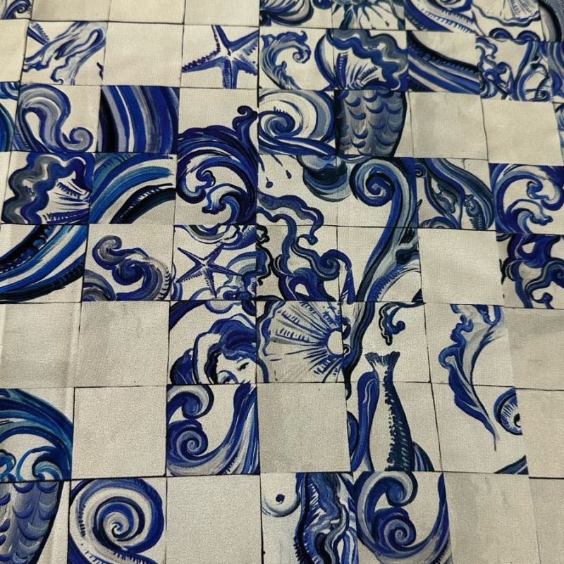 Tecido Crepe de Chine Barrado Blue 1.90 mt • Conexão Tecidos