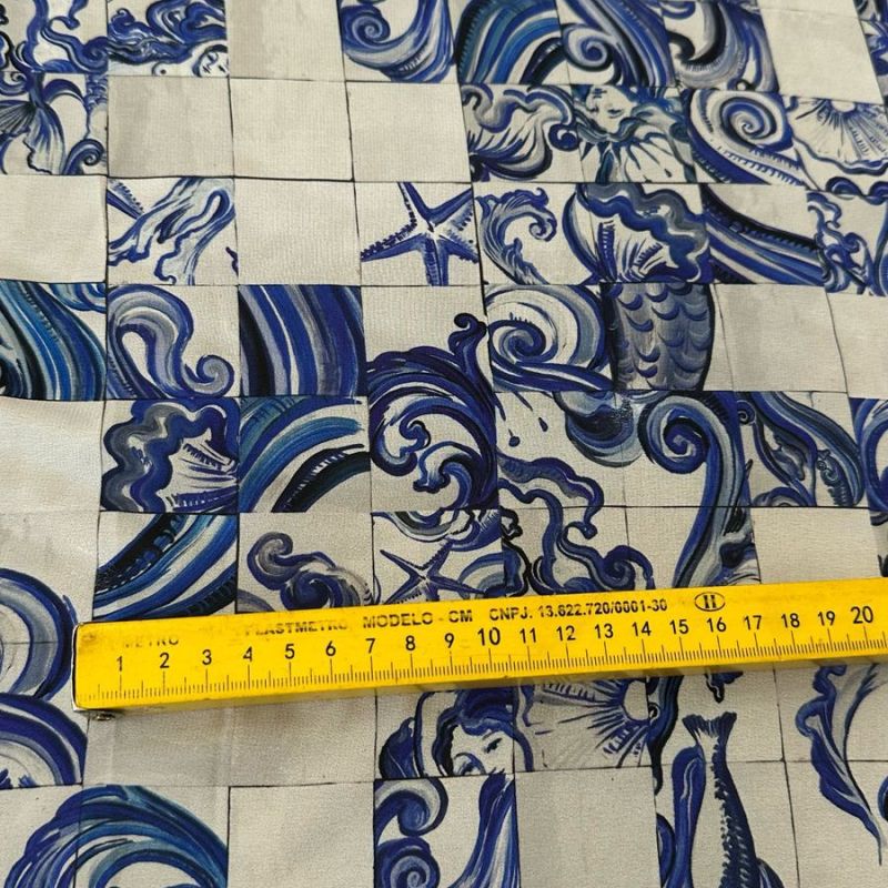 Tecido Crepe de Chine Barrado Blue 1.90 mt • Conexão Tecidos