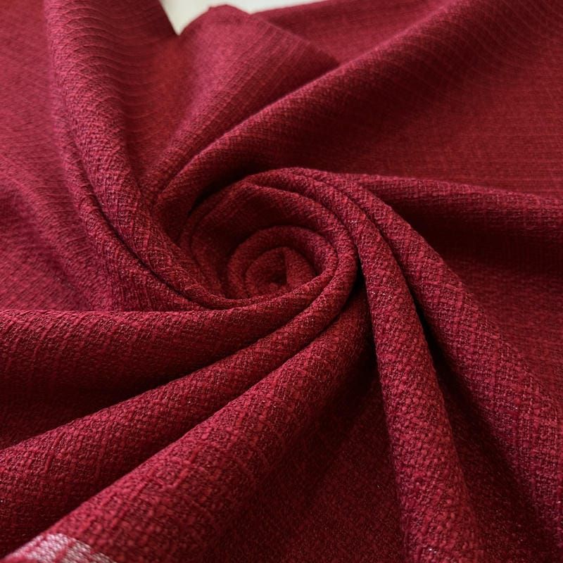 Tecido Tecido Coenizado Tweed Vermelho Bordô.