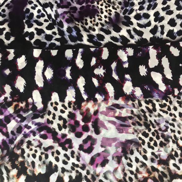 TECIDO CETIM DE SEDA ANIMAL PRINT COLORS ROXO • Conexão Tecidos
