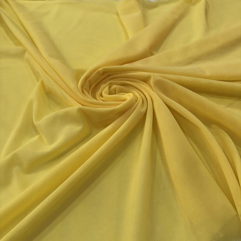 Tecido Tule De Malha Liso Amarelo Manteiga • Conexão Tecidos