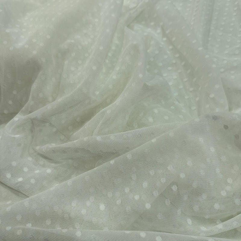 Tecido Tule De Malha Liso Poá Off White • Conexão Tecidos