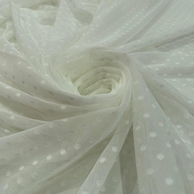 Tecido Tule De Malha Liso Poá Off White • Conexão Tecidos