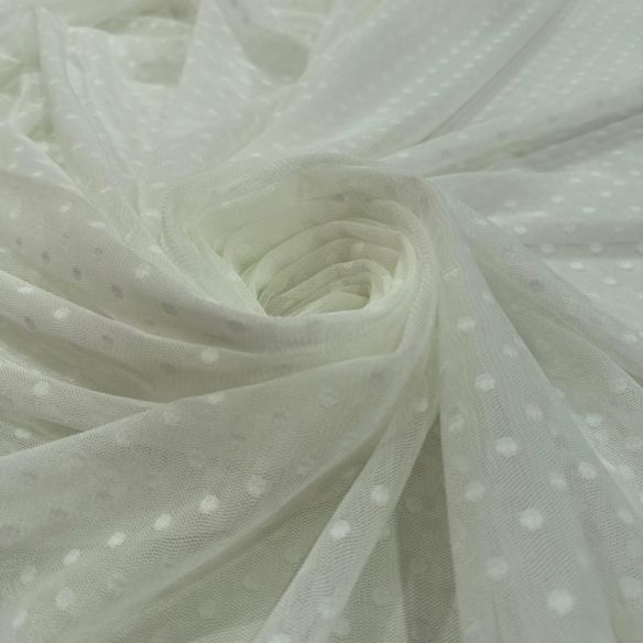 Tecido Tule De Malha Liso Poá Off White • Conexão Tecidos
