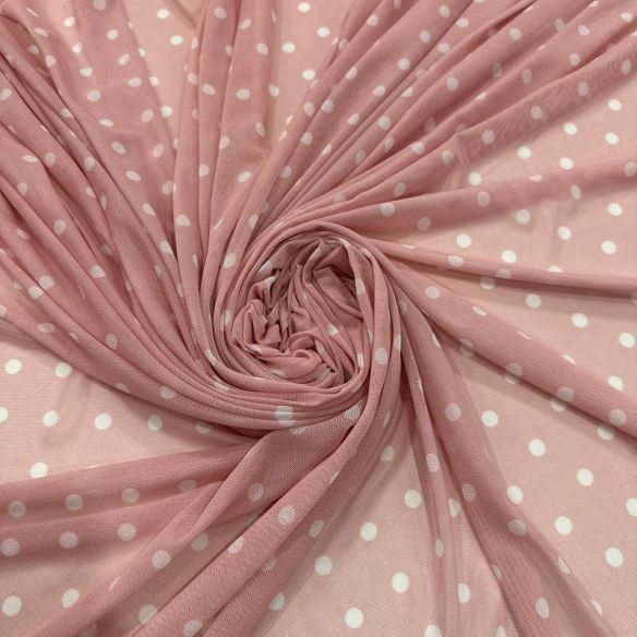 Tecido Tule De Malha Liso Poá Rosa Chá • Conexão Tecidos