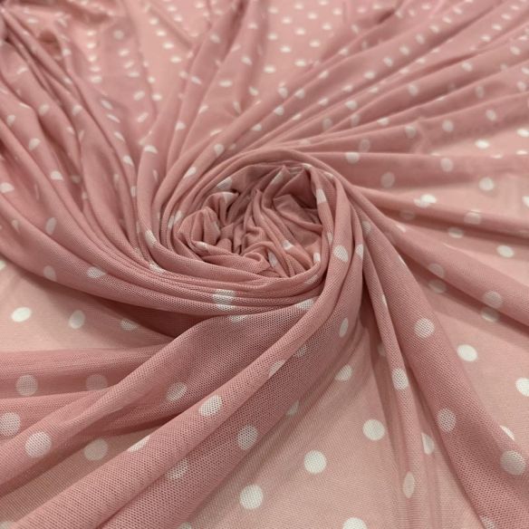 Tecido Tule De Malha Liso Poá Rosa Chá • Conexão Tecidos