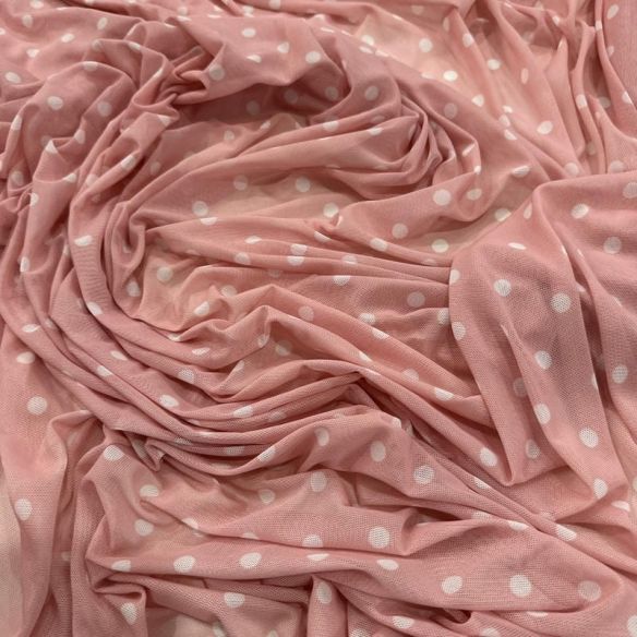Tecido Tule De Malha Liso Poá Rosa Chá • Conexão Tecidos