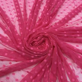 Tecido Tule De Malha Liso Poá Pink Tonal • Conexão Tecidos
