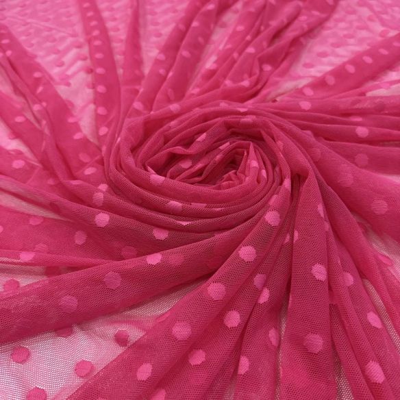 Tecido Tule De Malha Liso Poá Pink Tonal • Conexão Tecidos