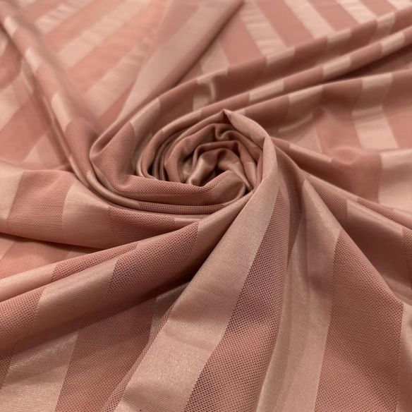 Tecido Tule De Malha Listrado Rosa Antigo • Conexão Tecidos
