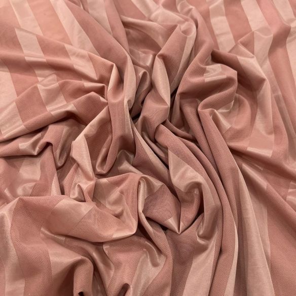 Tecido Tule De Malha Listrado Rosa Antigo • Conexão Tecidos