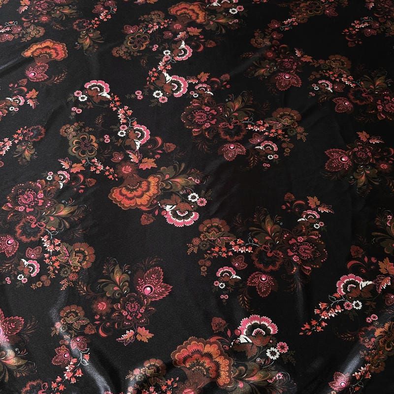 Tecido Veludo Cristal Leve Estampado Nordic Black