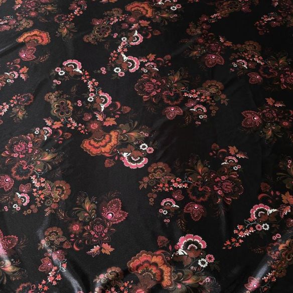 Tecido Veludo Cristal Leve Estampado Nordic Black