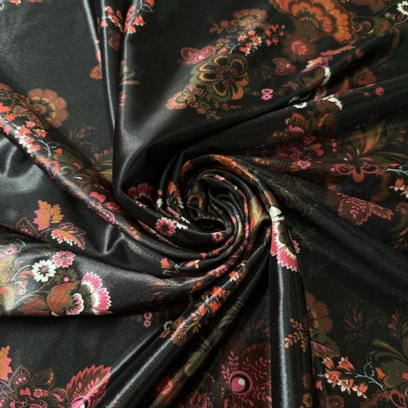 Tecido Veludo Cristal Leve Estampado Nordic Black