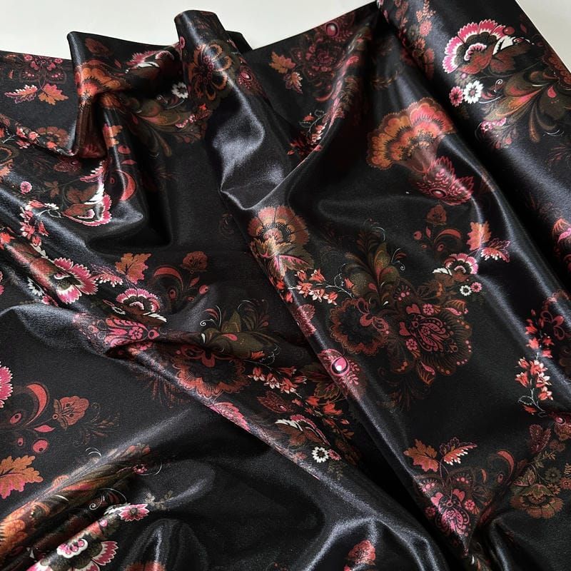 Tecido Veludo Cristal Leve Estampado Nordic Black