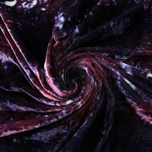 Tecido Veludo Cristal Tie Dye Vinho Noturno • Conexão Tecidos