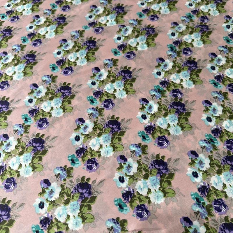 Tecido Cetim Toque De Seda Estampada Flowers • Conexão Tecidos