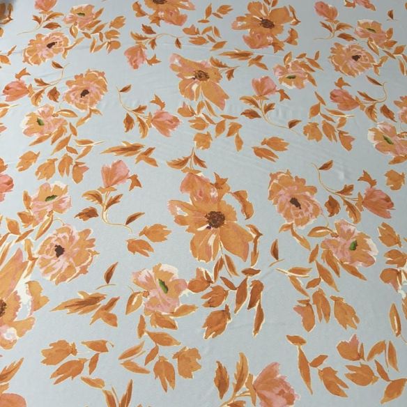 Tecido Cetim Toque De Seda Estampada Orange • Conexão Tecidos