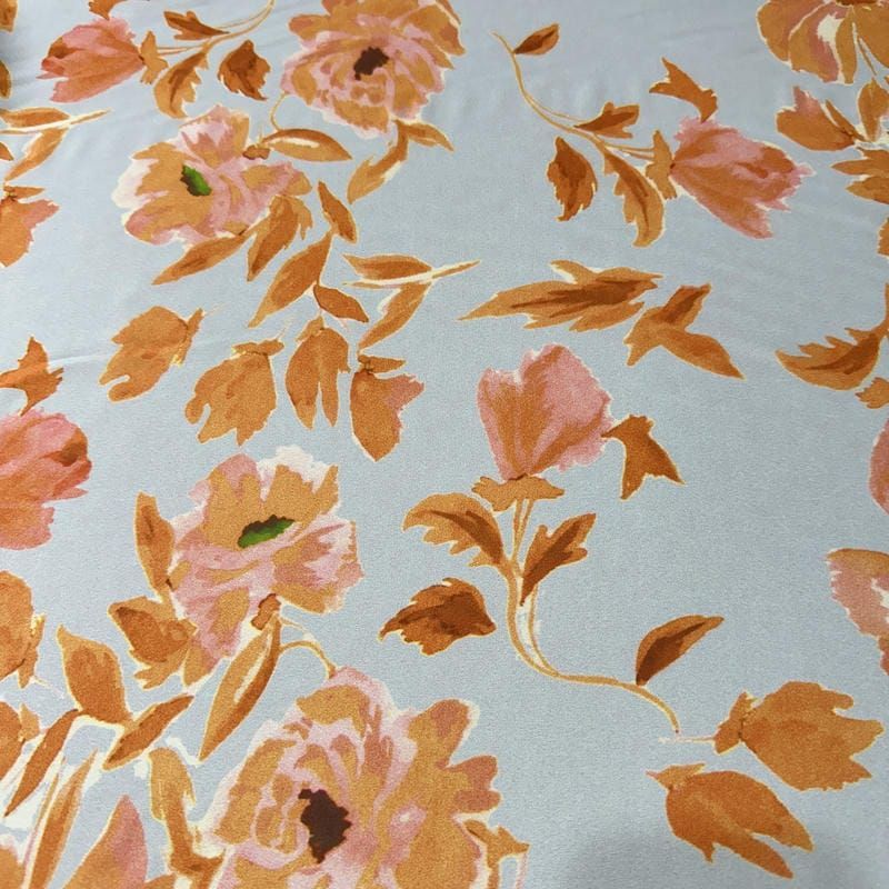 Tecido Cetim Toque De Seda Estampada Orange • Conexão Tecidos