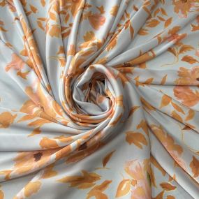 Tecido Cetim Toque De Seda Estampada Orange • Conexão Tecidos