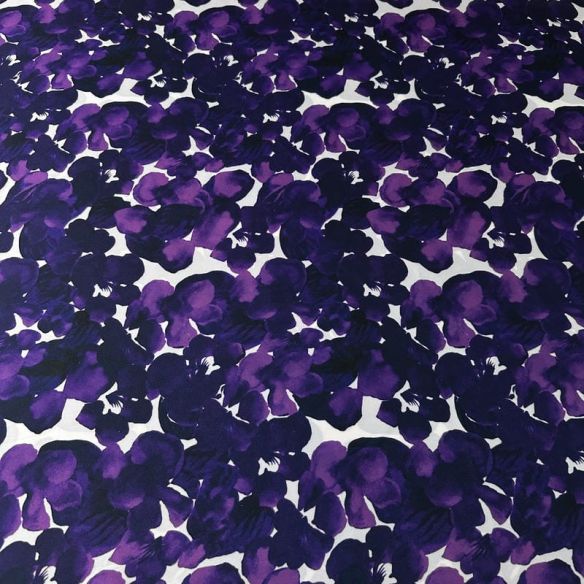 Tecido Cetim Toque De Seda Estampada Violeta • Conexão Tecidos